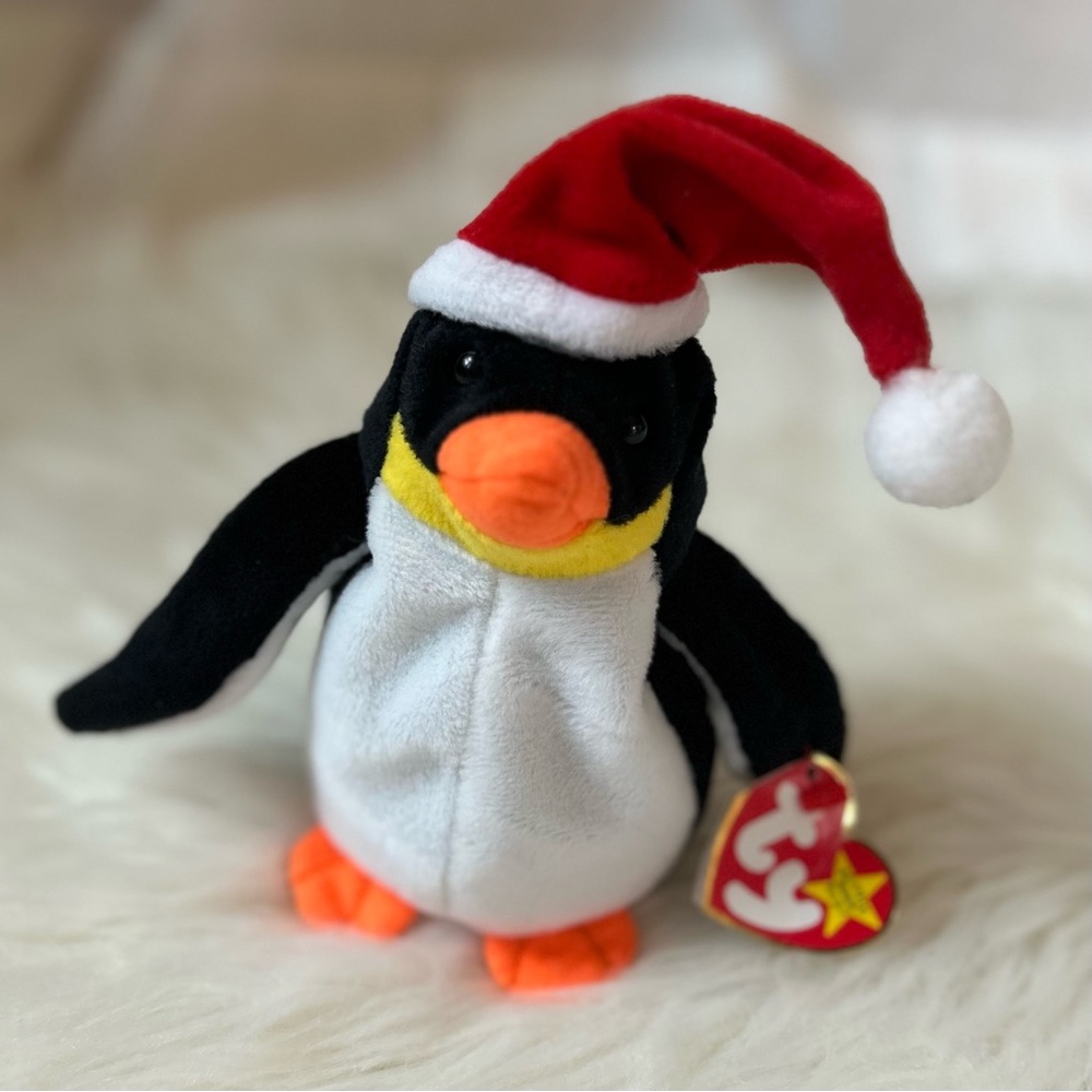 Vintage Ty Beanie Baby Zero The Penguin Christmas Santa Hat Retired RARE 1998